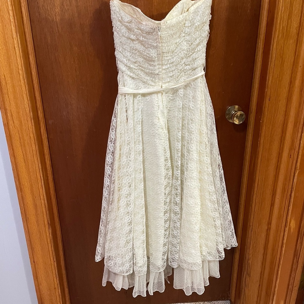 Vintage AJ and Friends White Lace Dress with Tulle Skirt and Sash